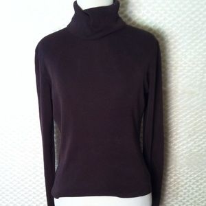 100% Silk Ann Taylor Dark Chocolate Turtleneck
